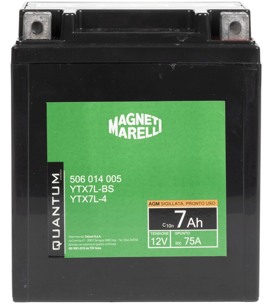 Magneti marelli batteria moto scooter 7ah 12v 75a agm sigillata polo positivo dx